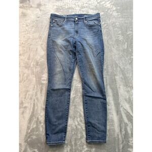 Gap 1969 Jeans Womens Sz 32R Blue True Skinny Vintage Mid Stretch Faded Whisker